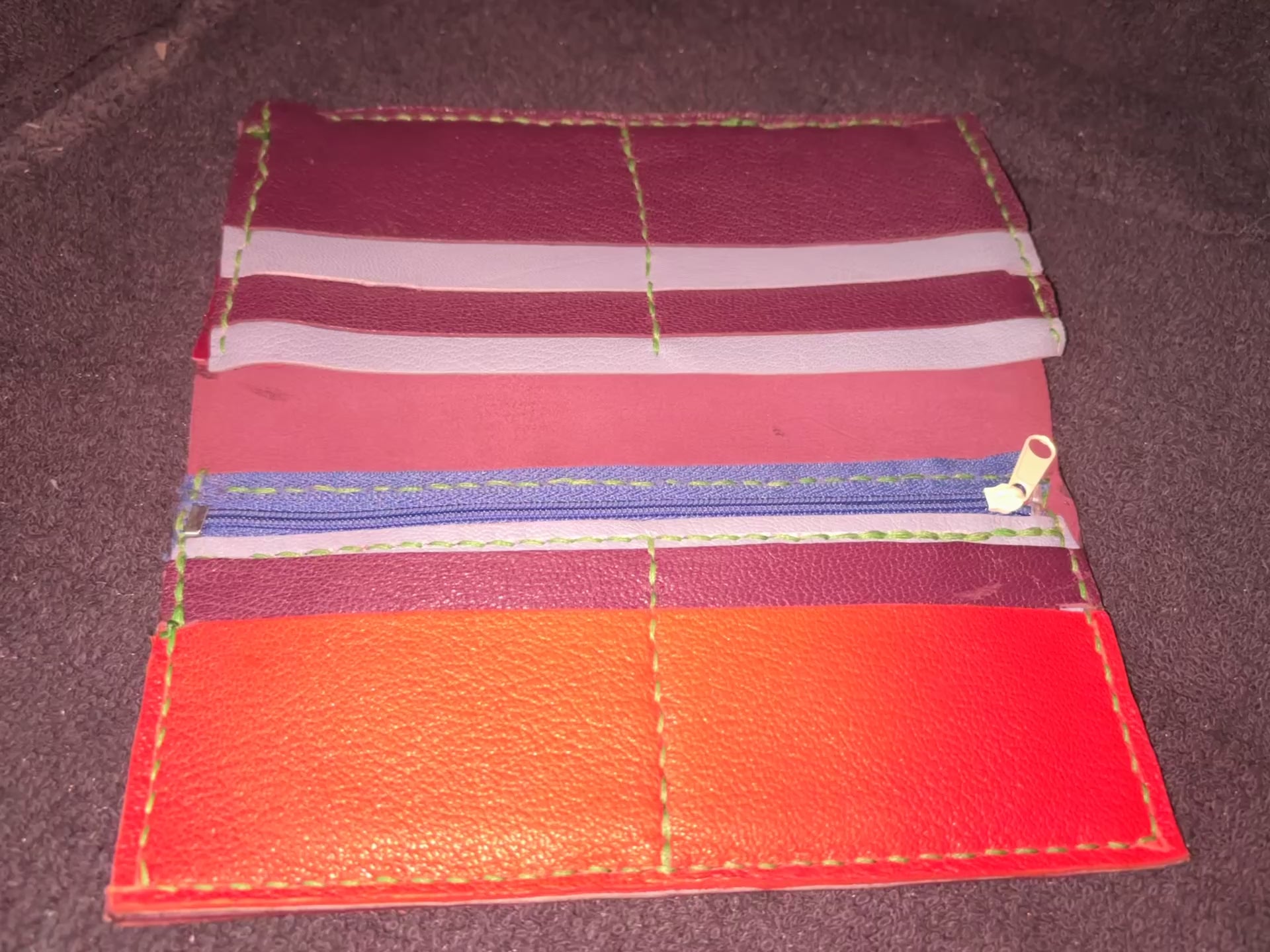 Goat skin leather long wallets